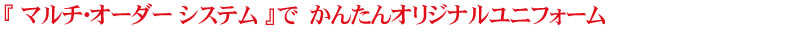 『 マルチ･オーダー システム 』で　かんたんオリジナルユニフォーム